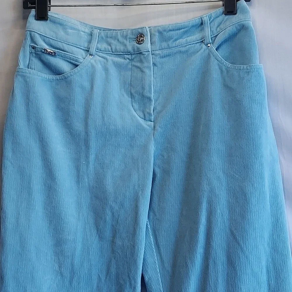 St.‎ John Sport Marie Gray Light Blue Women's Corduroy Pants Size 4